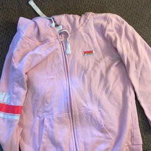Small pink Victoria’s Secret hoodie.